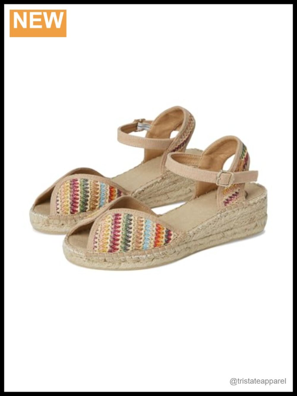 Wedge Sandal with Rubber Upper and Cotton Lining, Peep Toe, Ankle Strap, Buckle